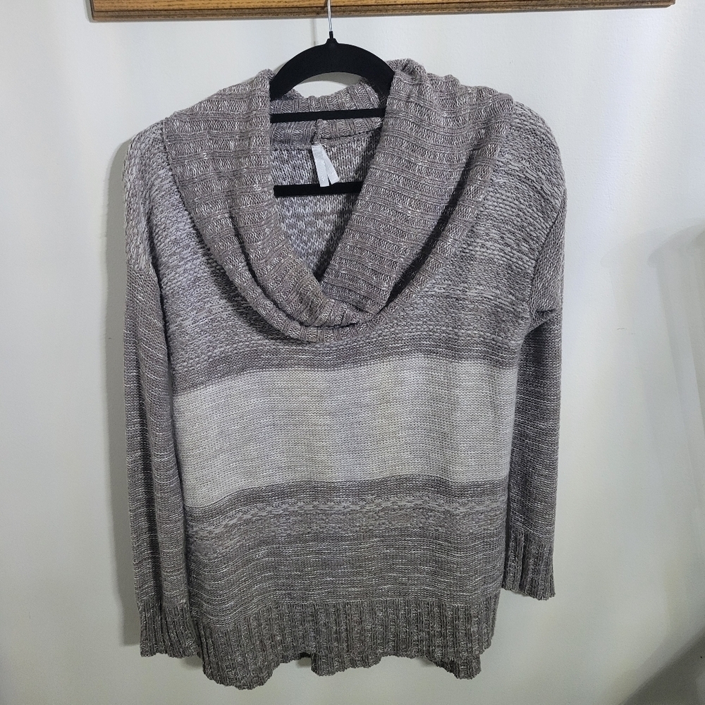 Vanity Brown & Cream Cowl Neck Sweater, Size M